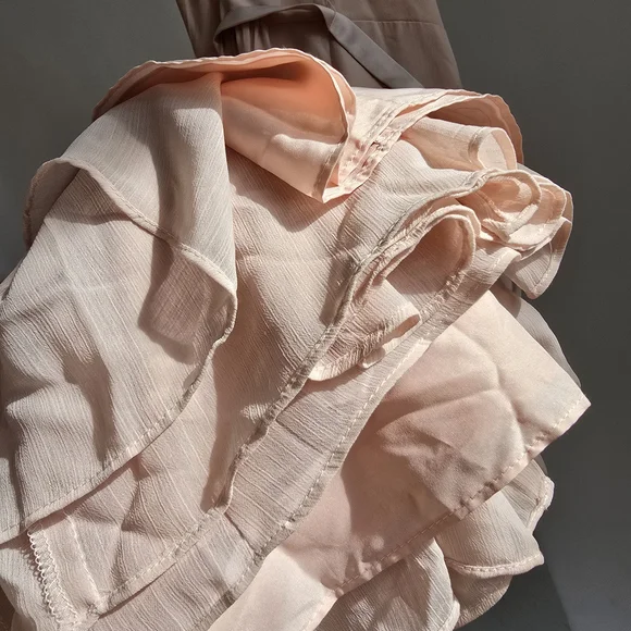 Vera Wang White Davids Bridal 20 Long Blush Dusty Rose Chiffon Dress Cross Back - Picture 4 of 15